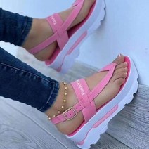 여성여름샌들 2022 여성 샌들 여름 플랫폼 샌들 chaussure femme comfy wedges 신발 여성용 발 뒤꿈치 Sadnals 워킹 플립 플롭 여성