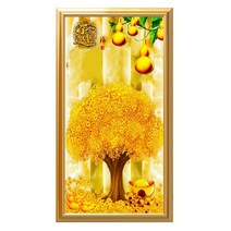Slipuces DIY 보석십자수 황금돈나무 세트 캔버스 3D 원형 보석십자수 키트 50 x 90 cm, 금전수특대형08