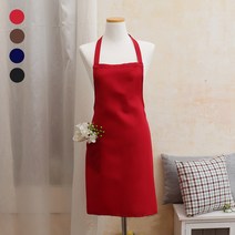 (주)더해피 가정 미술 미용 수예 카페 업소 손님용 핸드메이드 앞치마 모음, 목걸이형 앞치마-레드