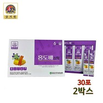 도라지 배 즙 홍도배 스틱 국내산 도라지농축액 배농축액 벌꿀 홍삼농축액 은행 구기자 칡 생강 건강즙 기관지건강 선물세트 효능 추천 쇼핑백포함, 2박스, 30포