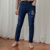엄마 아줌마 데일리 자수 스판 워싱 밴딩 고무줄 편한 스키니 청바지