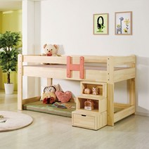 씨앤씨구스 이층침대 트리진 아무르 계단형 원목 2층 유아벙커침대, 핑크