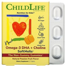 ChildLife 오메가3 DHA 콜린 소프트 멜트 천연 패션프루트 향 27정
