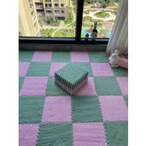 층간소음 방지 침실 거실 바닥 뽀글이 매트 쿠션 놀이 10매, 12 민트 그린 + 라이트 퍼플