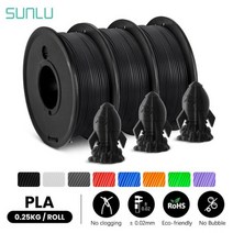 SUNLU-3 롤 PLA 3D 필라멘트 1.75MM FDM 프린터 250G 미니 스풀 더 많은 색상 무취 무독성 친환경 3D 펜 사용, Black Black Black