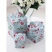 보석손잡이 도브 꽃그림 사각 틴상자 3set 딸아이선물 초컬릿함 소품함 간식함 틴수납