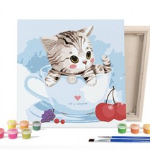 아기 고양이 수채화 액자 그리기 색칠하기 캔버스 DIY, 상세페이지 참조