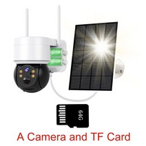 2MP PIR 태양 카메라 배터리 와이파이 야외 홈 감시 4GWifi 전지 패널 IP66 거리 iCSEE Color Night, 07 2MP 64G CARD
