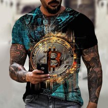 기념주화 비트코인선물 모형소품폭발적인 2022 봄과 여름 새로운 반팔 Bitcoin 3D 인쇄 된 t-셔츠 거리 동, 11 dyp-2290_07 2XL
