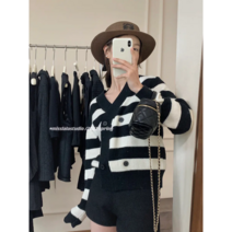 misslala 여성가디건 스트라이프 면 티셔츠