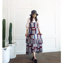 앞머리 감성패턴 아코디언 프릴 뷔스티에 원피스n823