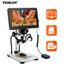 첨성대광학 microscope 전자현미경 TOMLOV DM9 7 "LCD 디지털 현미경 카메라 1200x 확대 휴대용 비디, 한개옵션0