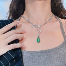 에메랄드목걸이 탄생석 천연 천연석 원석 목걸이 여성용 스파클링 워터 드롭 디자인 가있는