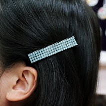 BNP 스와로브스키 크리스탈 60mm 직사각형 반묶음 스타일 자동 헤어핀 자동삔 올림머리 헤어쥬얼리