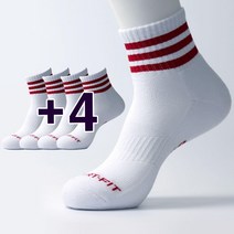 컴프로 남성 스포츠 중목 쿠션 이중바닥 링글 기능성 양말 5족, 흰색+빨강