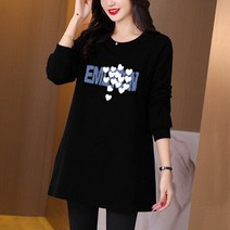 특대 여성 캐주얼 긴팔 티셔츠 오목 티셔츠 여성 레터 프린트 블랙 탑 스쿨 힙합 Streetwear Cotton Tees