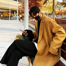 캐시미어코트 떡뽁이 여성트렌치 핸드메이드 남성용 검은색 양모 오버코트 롱 패딩 트렌치 카디건 겨울용