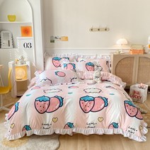 어스 원더 랜드 과일 시리즈 침대 스커트 세트 --침대 스커트+이불 커버+베개 커버2p