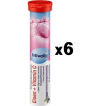 Mivolis 미볼리스 철분+비타민C 발포비타민 20정 6개세트 물에 타먹는 편리한 독일 dm