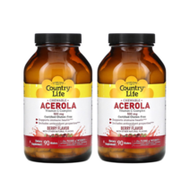 [2개묶음]컨트리라이프 츄어블 아세로라 비타민C 500mg 베리맛 90정, 1개, 기본