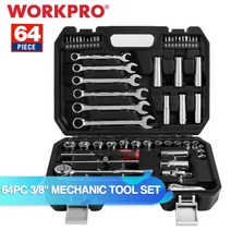 WORKPRO 24PC 공구 세트 토크 렌치 소켓 세트 3/8 래칫 렌치 소켓 스패너 14-64pc