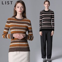 리스트 리스트 스트라이프 배색 골지 니트