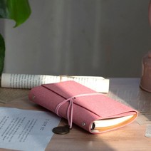 레트로 가죽 6공 다이어리 핑크 바인더 수첩 무지 빈티지 직장인 업무용, 단품