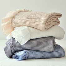 몽뜨락 모달코튼 와플 프릴 여름 홑이불 스프레드 이불, 아이보리