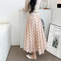 셀러허브(잡화) 여자 쉬폰치마 a라인 밴딩 도트 롱스커트