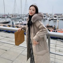 DFMEI 아라이 패딩 여중기장90화이트오리털폭스넥매치덧댐 보온 코트