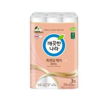 깨끗한나라 촉앤감 케어 와이드 3겹 30롤 1팩 데코 두루마리 화장지 휴지