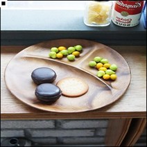 다과상차림 실용성업 아이식기 과일접시 나무그릇 원목플레이트, 2칸