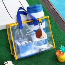 투명 옐로우 PVC투명가방 물놀이가방 비치백 목욕가방 PVC가방 해수욕장가방 튼튼손잡이 수영장 수영가방