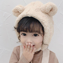 어린이 방한모자 토끼 곰 양털 뽀글이 겨울 동물 모자