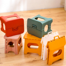 [1+1] 심플 접이식 미니의자 대형 4 COLORS 욕실용 낚시 캠핑 발받침 의자, [대]_핑크, [대]_그린