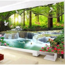 풍경 산수화 흐르는 물 재물운 가득 사무실 거실 대형 보석십자수 재료, 큐빅 200x80cm