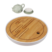 티앤차 원형 다기 트레이 차판 25.5cm 화이트 다도판 다기판 다기트레이 다도트레이 차판 대나무차판 다도차판 나