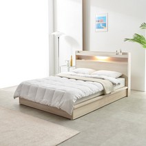 프린홈 루시아 LED 루바 40T 평상 SS/Q 침대+베이직 본넬 매트+방수커버, 메이플
