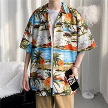 하와이안 비치 캐주얼 루즈핏 여름 반팔 셔츠 OOTD 링클프리 기온별옷차림 꽃남방 3XL