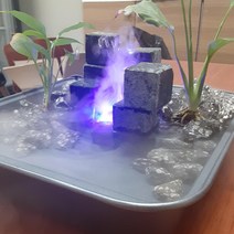 실내인테리어용 LED 물안개 초음파 가습기 큐브곱돌 사각돌 맥반석 수경재배, 안개발생기전용어댑터