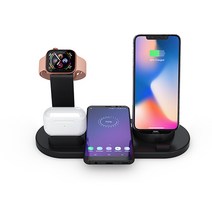 Romantic Cabin 6in1 고속 무선충전기 멀티 무선충전 거치대, 블랙, 1개