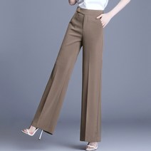 세미와이드슬렉스 항아리 와이드 앵글 치마 바지 여성 와이드 레그 바지 봄 여름 오피스웨어 그린 스트레이트 바지 여성 빈티지 하이 웨이스트 여성 바지