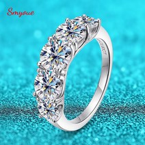 모이사나이트반지 Smyoue-로듐 도금 3.6CTTW 여성용 전체 모이사나이트 약