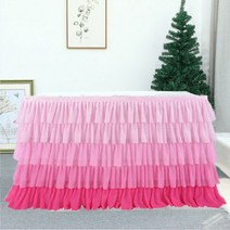 5층 얇은 명주 그물 테이블 스커트 투투 베이비 샤워 생일 연회 웨딩 파티 용품 인어 컬러 쉬폰 장식, 430x77cm, Changing Pink