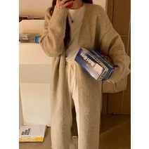 가을 롱니트가디건 폭스 패턴 겨울 롱카디건 세라 롱니트 루즈핏 가디건 파파야 리스트 두툼한