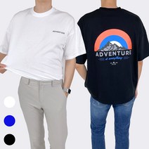 프린팅 뒷 안비치는 비침없는 흰티 레터링 남자 빠지복장 여 파란색 코발트블루 반팔 티셔츠