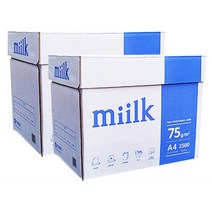 밀크 A4 복사용지 A4용지 75g 2500매 2박스, 없음