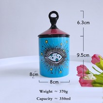 법랑용기 밀폐 범랑 용기 추상 외계인 눈 세라믹 항아리 레트로 아로마 테라피 캔들 컵 병 화장품 쥬얼리, 03 파란