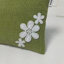 민서 데일리 수제 고급 순면 누빔 납작 파우치 화장품 가방 그린 코사지