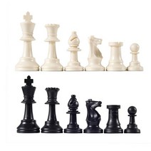 32pcs Plastic Chess Pieces Complete Chessmen International Word Set Black White Piece Entertainment, [01] As Picture